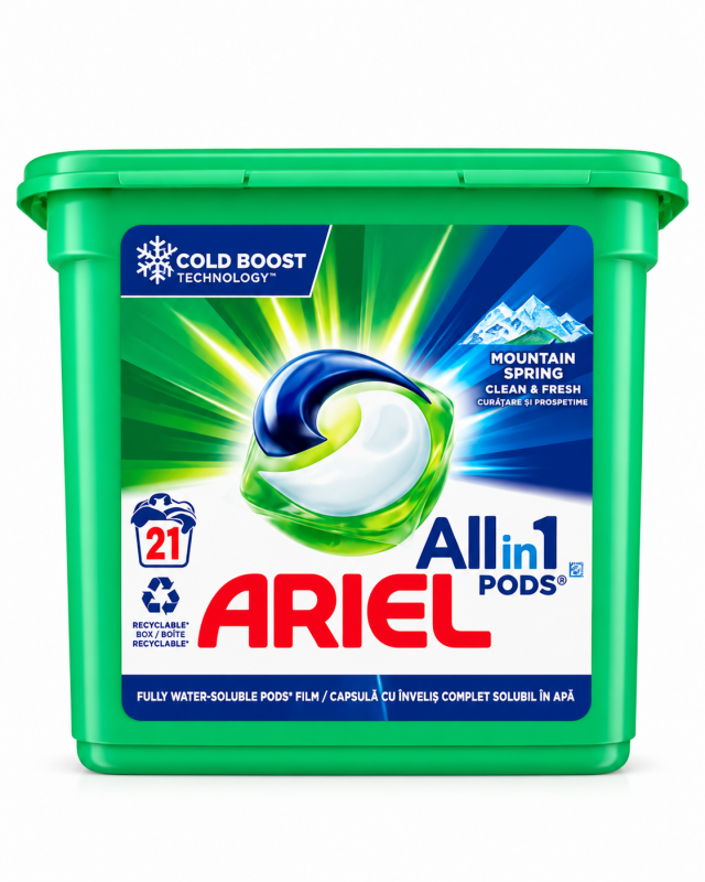 Ариел капсули за пране All in 1 Mountain Spring 21 бр.